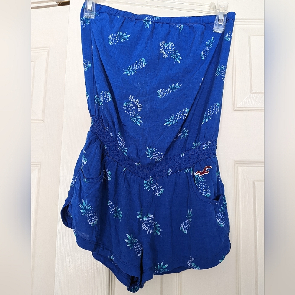 Hollister Pineapple Print Blue Tube Top Romper